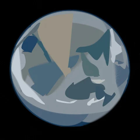 Earth reconstructed with 32 curves: broad shapes establish the globe.